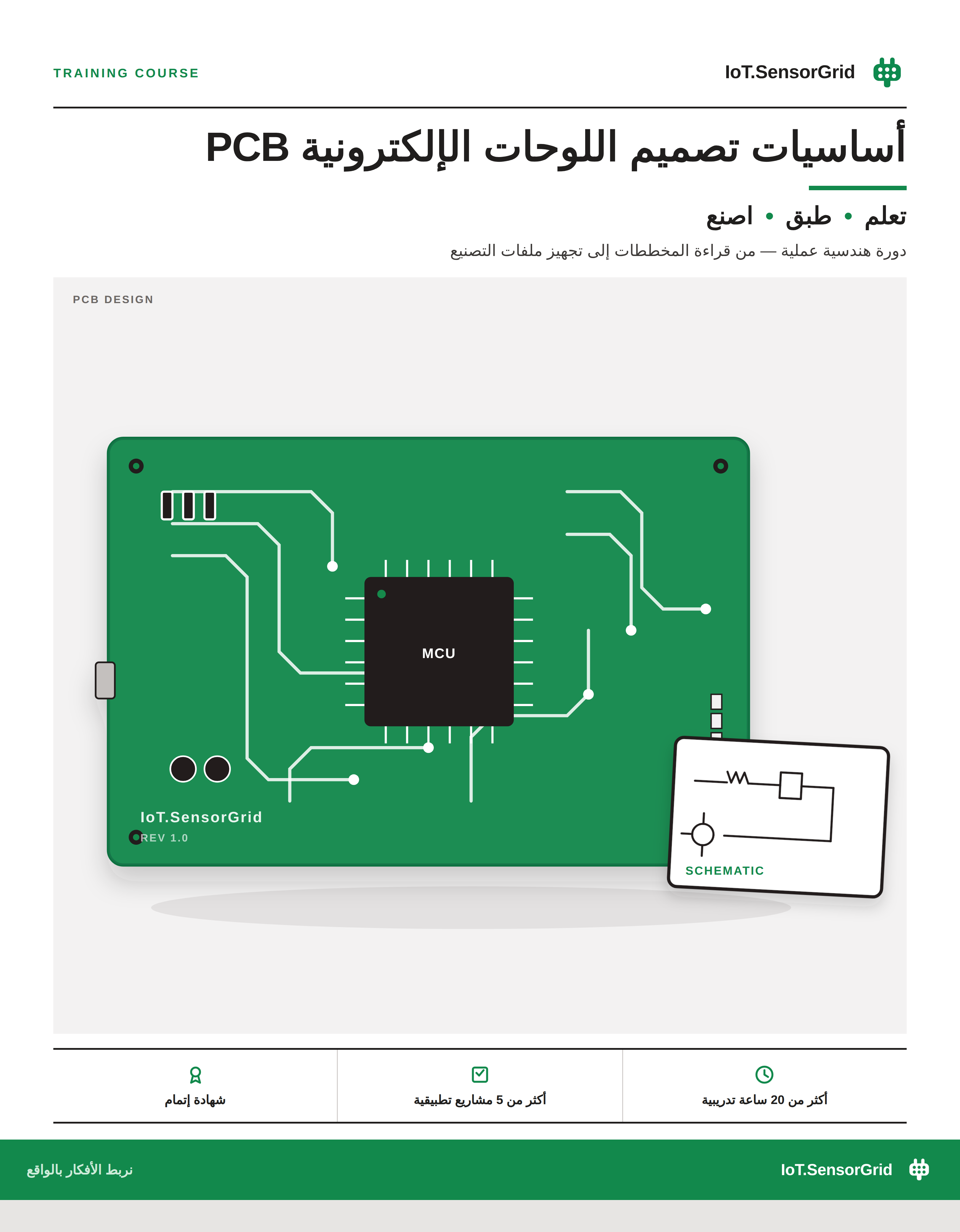 الملصق الرسمي لدورة أساسيات تصميم اللوحات الإلكترونية PCB من IoT.SensorGrid